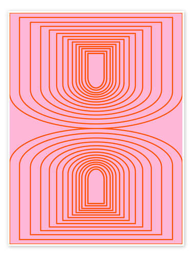 Poster Mid Century Modern Pink and Orange Arch Lines