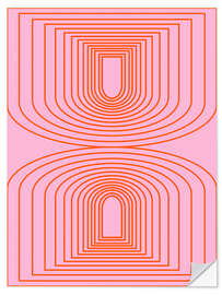 Selvklæbende plakat Mid Century Modern Pink and Orange Arch Lines
