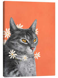 Obraz na płótnie Cat with chamomile flowers - Valeriya Korenkova