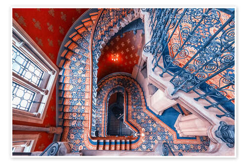 Poster Staircase with azulejos