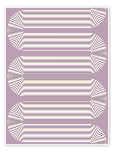 Poster Curvy Mod Lines in Purple Lilac