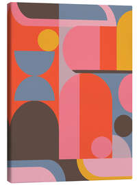 Canvas print Geometric shapes in dusty blue, pink and orange - apricot and birch