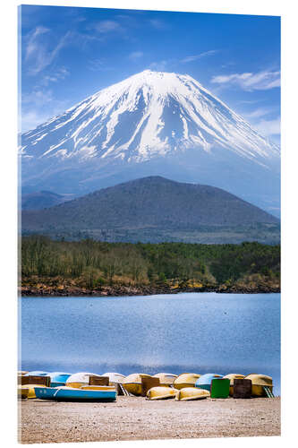 Obraz na szkle akrylowym Picturesque Shoji Lake with impressive Fuji