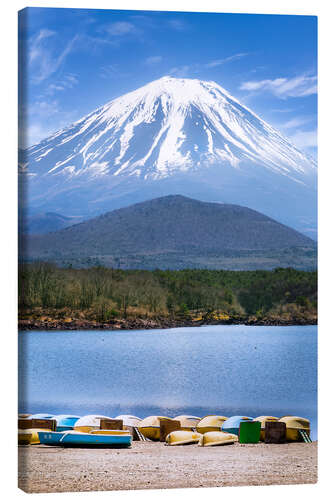 Canvas print Picturesque Shoji Lake with impressive Fuji