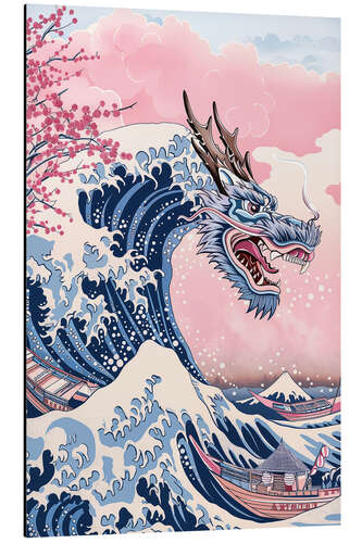 Aluminiumtavla Japanese Cherry Blossom and Tsunami Kite