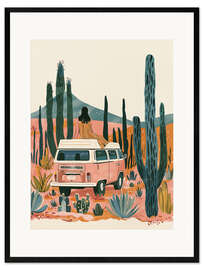 Ingelijste kunstdruk Van Life in the Cactus Garden