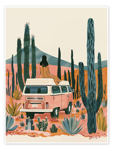 Poster Van Life in the Cactus Garden