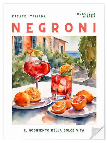 Selvklebende plakat Negroni - Estate Italiana