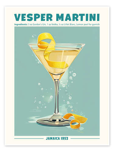 Póster Vesper Martini, Jamaica 1953