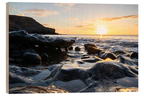 Quadro de madeira Cold lava by the sea, Canary Islands