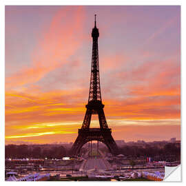 Selvklæbende plakat Eiffel Tower at sunrise