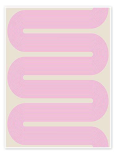 Póster Curvy Mod Lines in Pink