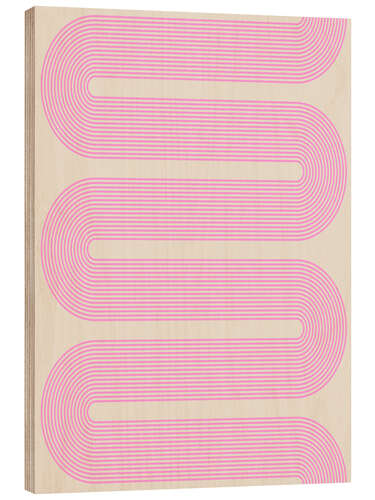 Holzbild Curvy Mod Lines in Pink