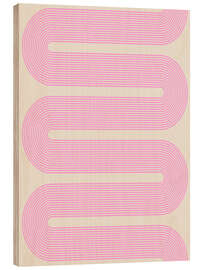 Holzbild Curvy Mod Lines in Pink - apricot and birch