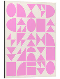 Alubild Mid Century Geometrische Formen in Pink - apricot and birch