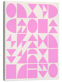 Canvas print Mid Century Geometric Shapes in Pink - apricot and birch