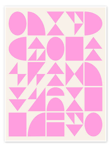 Plakat Mid Century Geometric Shapes in Pink