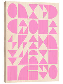 Obraz na drewnie Mid Century Geometric Shapes in Pink - apricot and birch
