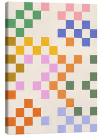 Leinwandbild Boho Regenbogen-Schachbrett - apricot and birch
