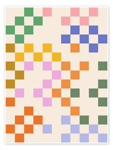 Poster Boho Rainbow Checkerboard