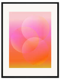 Gerahmter Kunstdruck Groovy Gradient Shapes in Pink and Orange - apricot and birch