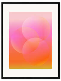 Framed art print Groovy Gradient Shapes in Pink and Orange