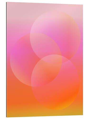 Stampa su plexi-alluminio Groovy Gradient Shapes in Pink and Orange