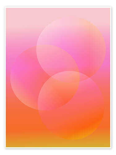 Poster Groovy Gradient Shapes in Pink and Orange