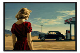 Gerahmter Kunstdruck An der Tankstelle mit E. Hopper