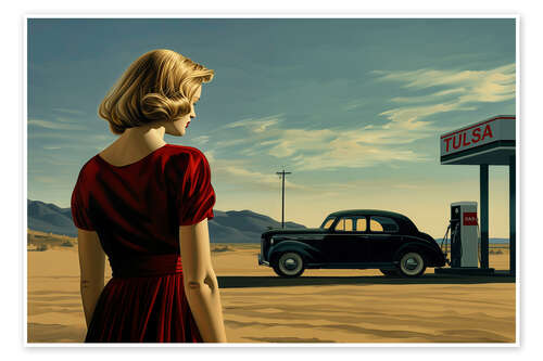 Juliste At the gas station with E. Hopper