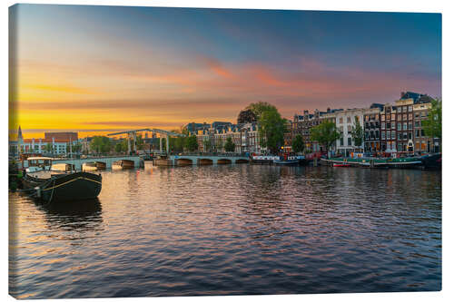 Leinwandbild Amsterdam, Niederlande nach Sonnenuntergang