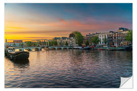 Wandsticker Amsterdam, Niederlande nach Sonnenuntergang
