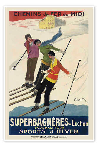 Póster Superbagnères-Luchon, 1929