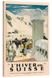 Wood print Winter in Switzerland (French) - Vintage Ski Collection