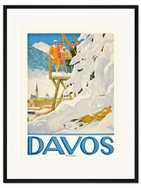 Gerahmter Kunstdruck Davos, 1918 - Vintage Ski Collection
