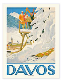 Wall print Davos, 1918 - Vintage Ski Collection