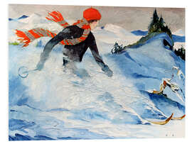 Hartschaumbild Christiania beim Skifahren
