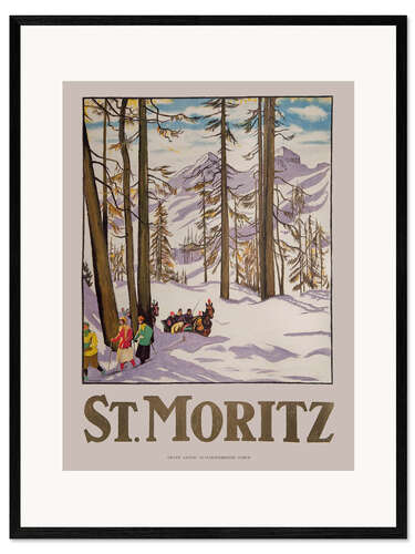 Plakat artystyczny premium w ramie St. Moritz, 1918