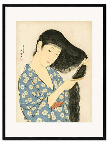 Impression artistique encadrée Woman Combing Her Hair, 1920