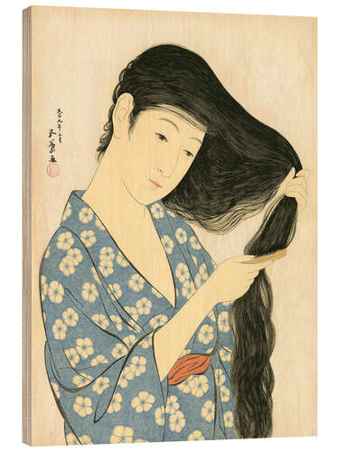 Print på træ Woman Combing Her Hair, 1920