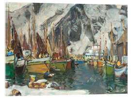 Acrylglasbild Bei den Fischerbooten in Svolvaer, Lofoten, 1934