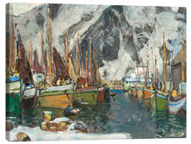 Leinwandbild Bei den Fischerbooten in Svolvaer, Lofoten, 1934