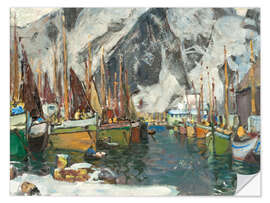 Wandsticker Bei den Fischerbooten in Svolvaer, Lofoten, 1934