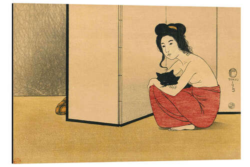 Aluminium print Woman holding a black cat, 1915