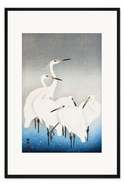 Gerahmter Kunstdruck Reiher im Schnee