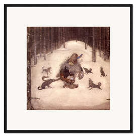 Impression artistique encadrée Troll and wolves - John Bauer
