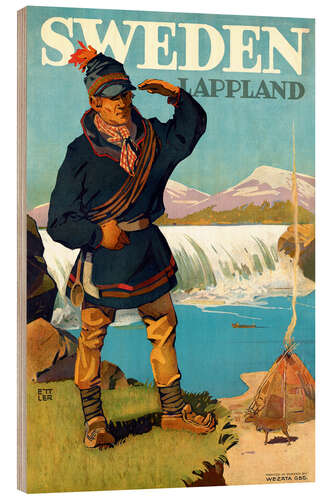 Tableau en bois Sweden, Lappland, 1930