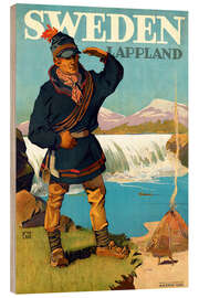 Tableau en bois Sweden, Lappland, 1930 - Vintage Travel Collection