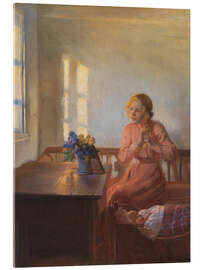 Akryylilasitaulu A Young Girl Plaiting her Hair, 1901 - Anna Ancher