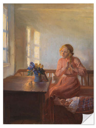 Sticker mural A Young Girl Plaiting her Hair, 1901